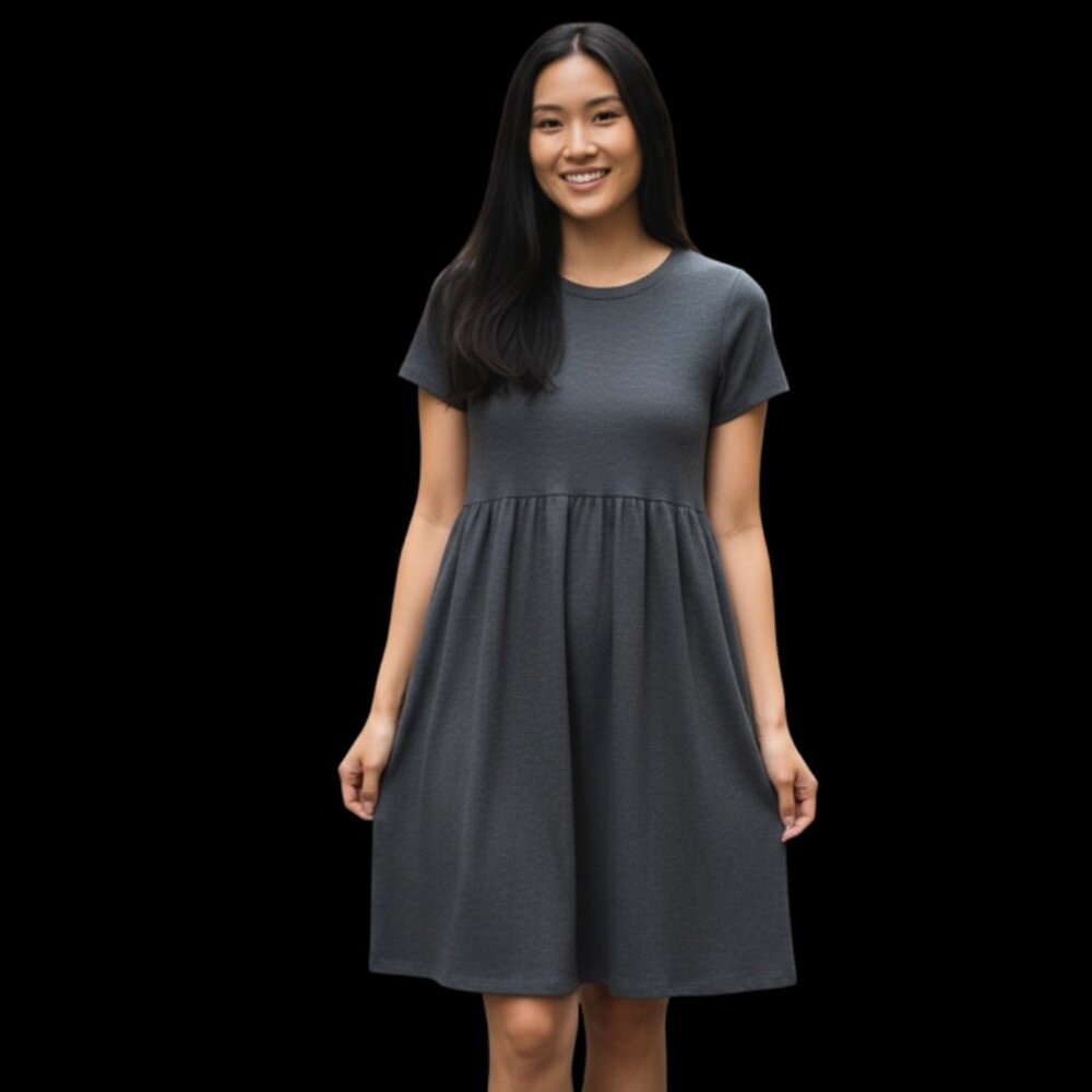 SO Gray Short T-shirt Dress-Size XS-Style #222643-Short Sleeve-Crewneck